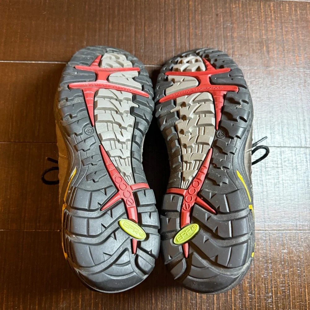 ECCO Hiking Shoes Mens 43 Brown Gore-Tex Waterproof Receptor Trail Sneakers